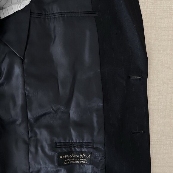 Jeffrey Banks Couture Men's 100% Wool 2 Button Navy Blazer Sport Coat Jacket 40R - Picture 7 of 13